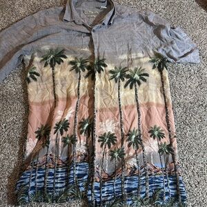 Batik Bay Casual Palm-Print Short-Sleeve Button-Down Shirt